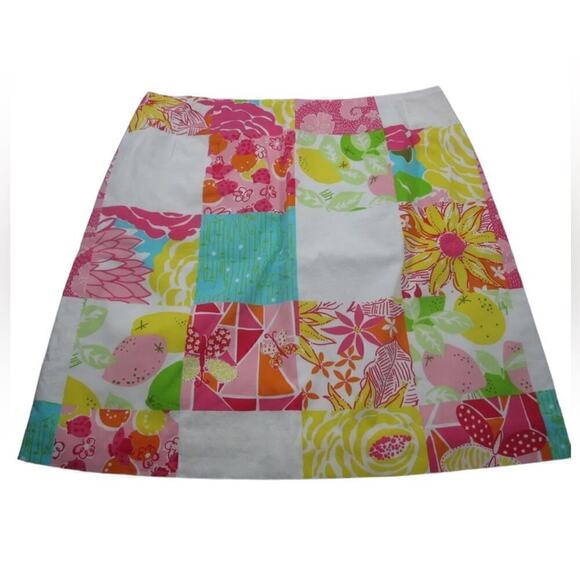 Lilly Pulitzer Vintage Skirt 12 Patchwork Print A Line Mini Short Floral EUC - Picture 1 of 5